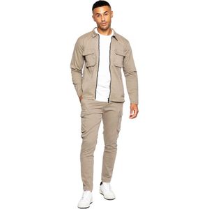 Enzo | Cargo Trainingspak Voor Heren - Beige - Maat 2XL