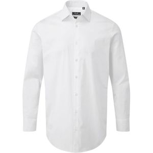 Premier Popeline stretch overhemd met lange mouwen voor volwassenen (Wit)