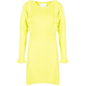 Silvian Heach - Midi-jurk - Groen - Geplooid Patroon en Ruches aan de Voorkant