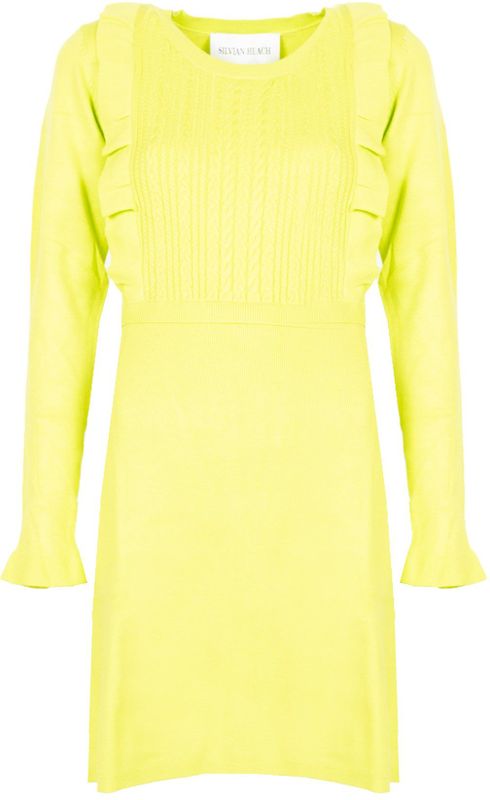 Silvian Heach - Midi-jurk - Groen - Geplooid Patroon en Ruches aan de Voorkant