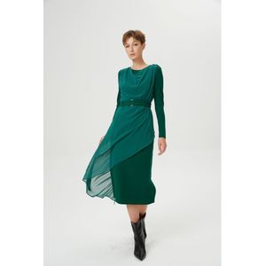 Asymmetrische Gemonteerde Jurk Mixing Chiffon En Jersey - Maat XS