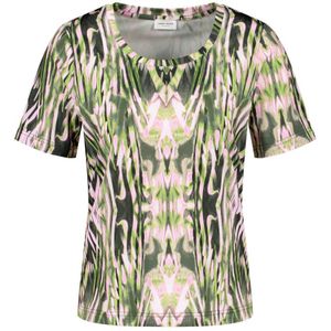 Gerry Weber T-shirt Met All Over Print Groen/wit - Maat 3XL