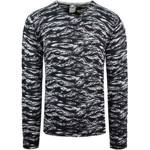 Nike - Lange Mouw V-Hals Bedrukte Top - Zwart Groen - Heren - Katoen