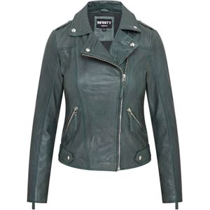 Denver - Leren Bikerjack - Groen - Dames