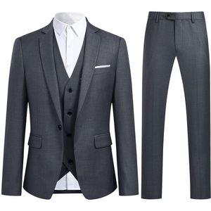 3-delig slim-fit modieus DimGrey pak met één knoop