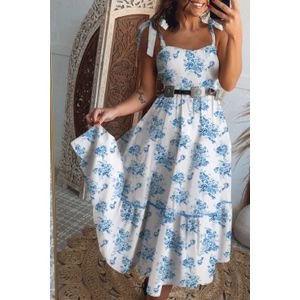 Bloemmotief Midi Jurk Met Laagjes Rok