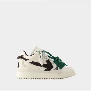 Midtop Spons Sneakers - Off White - Leer - Wit/Zwart - Maat 40