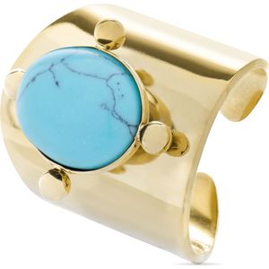 Luxenter turkoois ring afgewerkt in 18K geel goud - Kumora