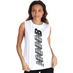 New Balance Relentless Cinched Back Graphic-tanktop voor dames in wit
