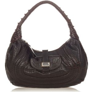 Vintage Fendi Spy Leather Handbag Brown