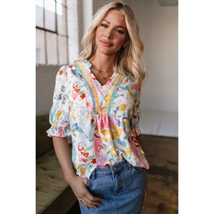 Bloemenprint Korte Mouwen Blouse