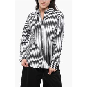 Awning gestreepte YARN Sahara-overhemd in zwart en wit