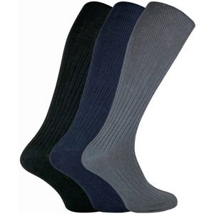Sock Snob 3 Paar Kniehoge Herensokken Van 100% Katoen - Zwart / Marine / Grijs - Maat 39 - 45