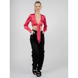 Patrizia Pepe - Wikkelblouse - Rood - Hoogwaardige Stof - V-hals - Elegante Pofmouwen