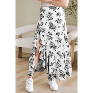 Bloemenprint Ruffle Midi Rok