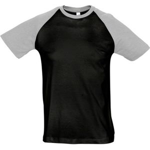 SOLS Heren Funky Contrast T-Shirt Met Korte Mouwen (Zwart/Grijze Marl) - Maat M