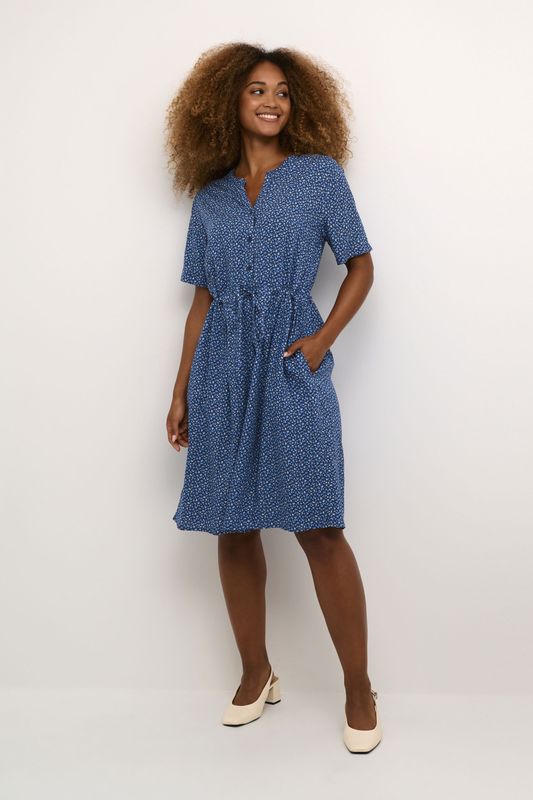 Cream - Jurk 'Tiah' - Blauw / Nachtblauw / Wit - Tuniekjurk