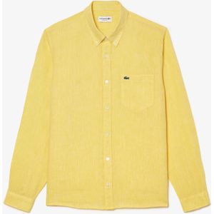 Men's Lacoste Regular-Fit Linen Shirt in Yellow