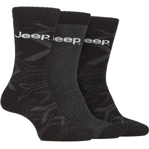 Heren Wandelsokken | Jeep | Volledig Gewatteerde Blisters Vrije Camouflage Sokken, Gebreide Gerecycleerde Katoenen Camo Sokken - Zwart / Antraciet