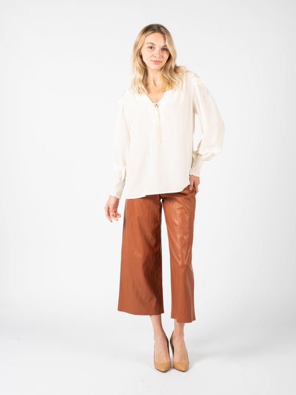 Pinko - Simple V-hals Blouse - Wit - Viscose - Lange Mouwen