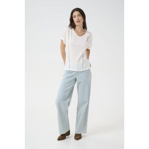 T-shirts - Wit - Cream Shirt - Losse Pasvorm - Kwartmouw