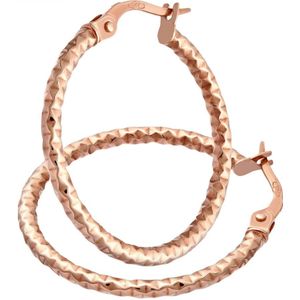 9ct Rose Gold Diamond Cut Hoop oorbellen met een diameter van 2 cm