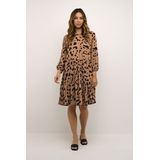 CULTURE - Jurk - Donkerbeige - Dierenprint - Knielengte - Driekwart Mouw