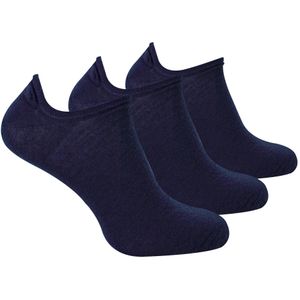 Steven - 3 Paar Heren Merino Wol Onzichtbare Sokken | Ademende Lichte Sokken - Marine