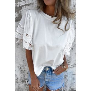 Ooglet Kant Detail Korte Mouwen Top