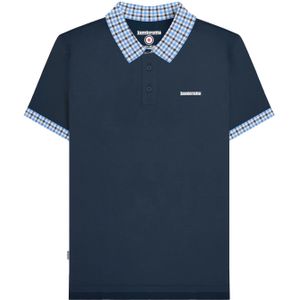 Lambretta Heren SS25 Gingham Polo Shirt (Marineblauw)