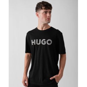 Men's Hugo Houndstooth Logo Regular-Fit T-Shirt in Black