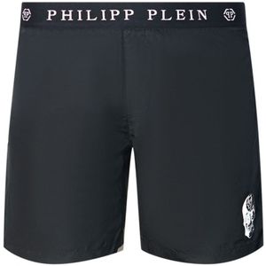 Philipp Plein Branded Waistband Black Swim Shorts - Maat M