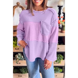 Waffle Tricot Pocket Kleurblok Top