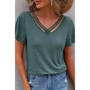 Kruislingse Halter Top met Korte Mouwen