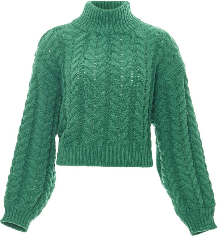 Mymo - Jumper - Gebreide Trui - Groene - Coltrui-ontwerp met Kabelbreisel