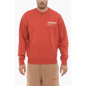 Fleece katoenen WORKSHOP ronde hals sweatshirt in rood