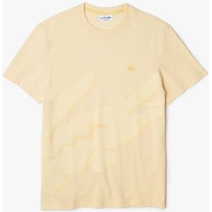 Heren Lacoste Crocodile Print Crewneck T-shirt in Geel