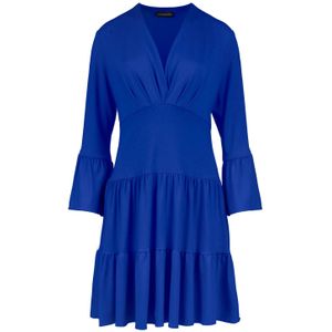 Royal - Jersey Jurk - Blauw - Met Ruches - A-lijn Silhouet