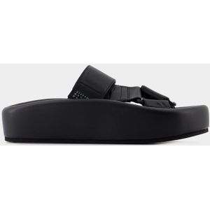 MM6 Maison Margiela - Nappa Flatform Sandalen - Zwart - Leer