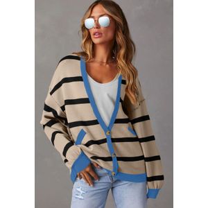 Gestreepte Gebreide Cardigan Trui