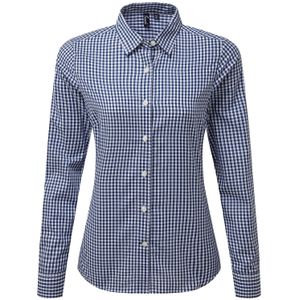 Premier Dames/Dames Maxton Gingham Shirt Met Lange Mouwen (Marine / Wit)