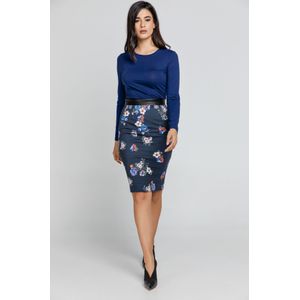 Jersey Top - Donkerblauw - Lange Mouwen - Ronde Halslijn - Aansluitend