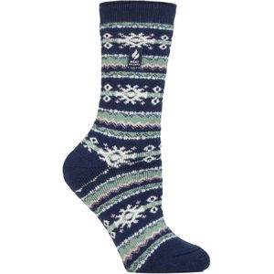 Dames Nordic Sokken | Heat Holders Lite | Lichtgewicht Thermische Wintersokken voor Vrouwen - Indigo/Roze