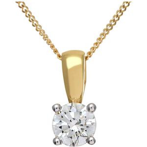Diamanten solitaire hanger, 18kt geelgoud IJ/I ronde briljant gecertificeerde diamanten hanger, 0,50 ct diamantgewicht