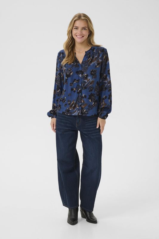 Cream, Dames, Blouses & Shirts, Blauw, Maat: M