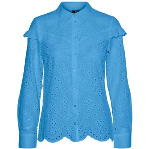 VERO MODA blouse VMNEW met ruches blauw