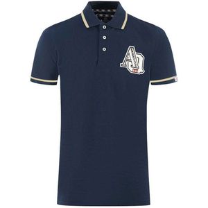 Aquascutum Unisex Volwassen AQ 1851 Geborduurd Tipped Poloshirt (Marineblauw)