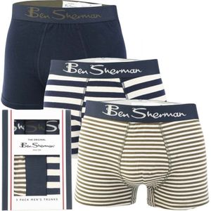 Ben Sherman Judson-boxershorts voor heren, set van 3, marineblauw