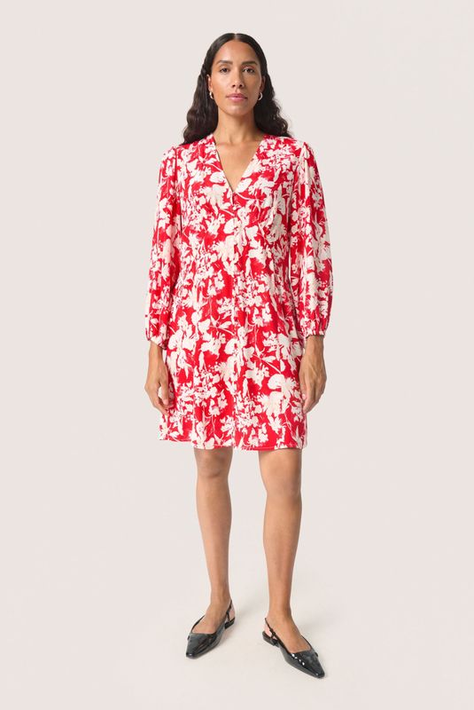 Soaked in Luxury - Oline - Damesjurk - Midi-lengte - V-hals - Korte Mouwen