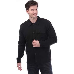 BOSS - Relaxed-Fit - Gebreid Overhemd - Zwart